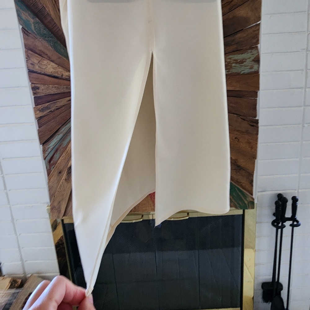 COS relaxed/oversized cream silky viscose Dress Sz M pockets slit midi - Picture 6 of 13
